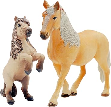 Gemini&Genius Horses Toy for Kids, Premium Horse with Cub Farm Animals | Mare with Horse Cub Family Action Figures, Party Favors Supplies, Party Cupcake Toppers, Birthday Gifts for Kids