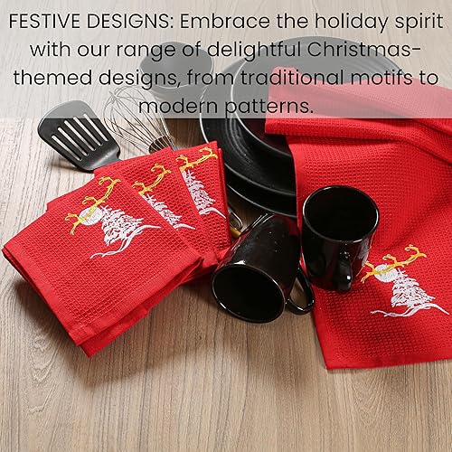 Miniatura 6 de Juego de 6 toallas de cocina de Navidad para secar platos de 15 x 25 pulgadas, toallas de mano de cocina, toallas de cocina absorbentes, juego de