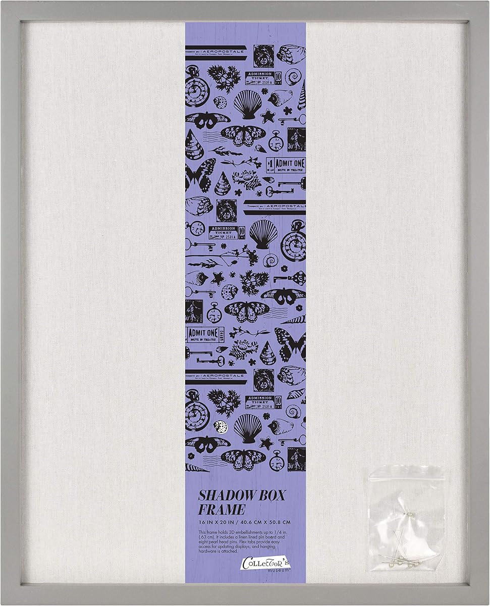 MCS Linen Lined Shadow Box Frame, 12x12, Gray | Linen-Lined Shadow Box Frame For Displaying Memorabilia, Art Or Keepsakes