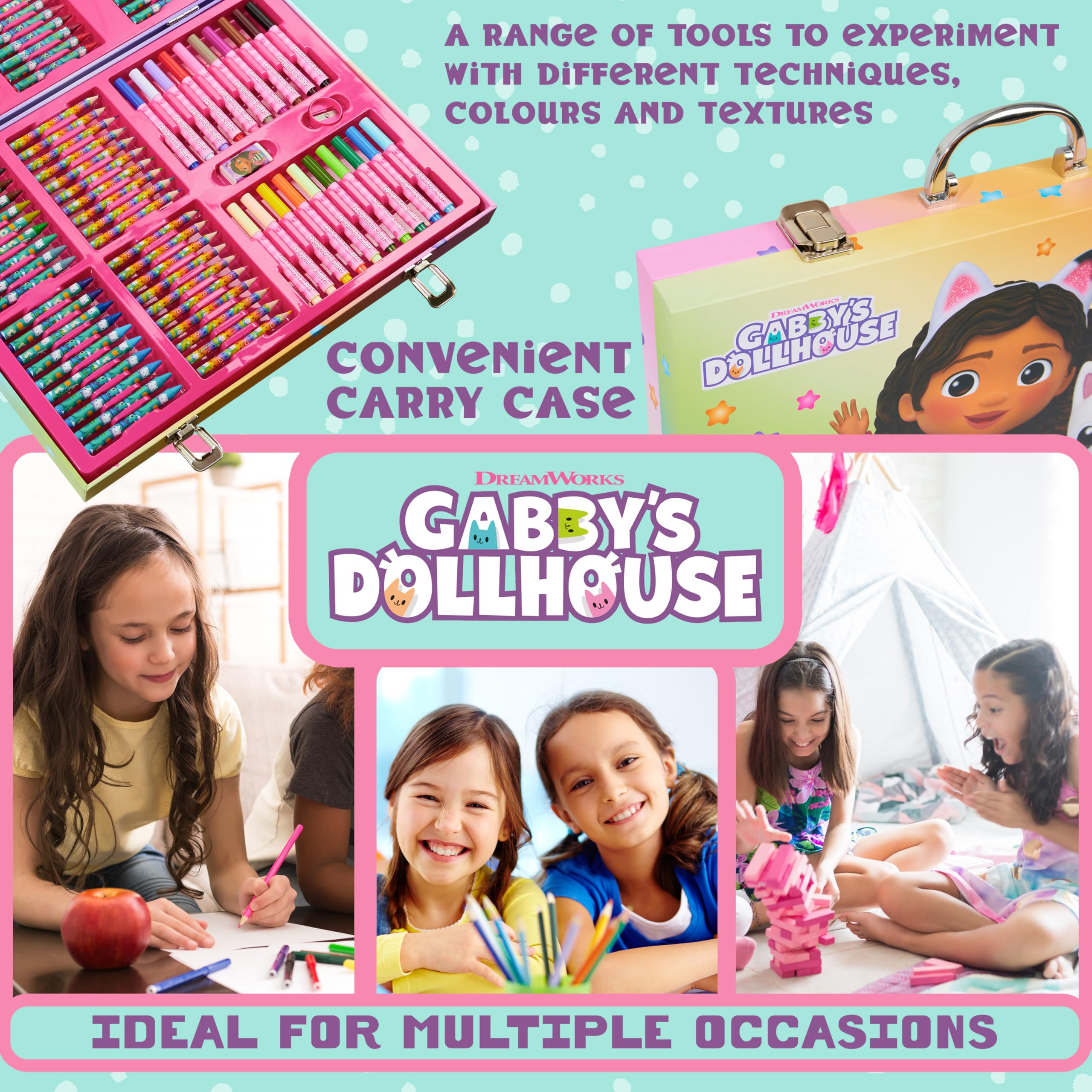 Snapklik.com : Gabbys Dollhouse Kids Art Set - Multicolor Drawing Kit