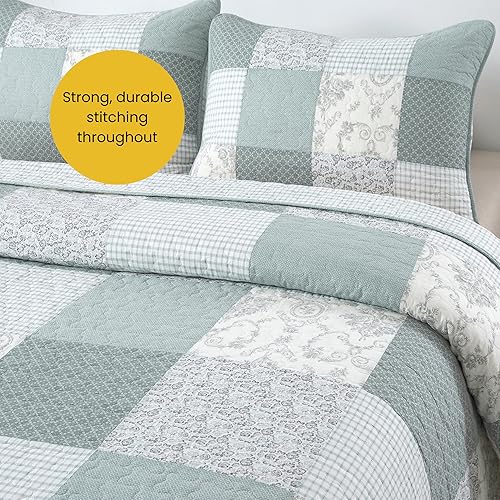 Miniatura 4 de Soul & Lane - Juego de colcha y funda de almohada (algodón), diseño de retazos