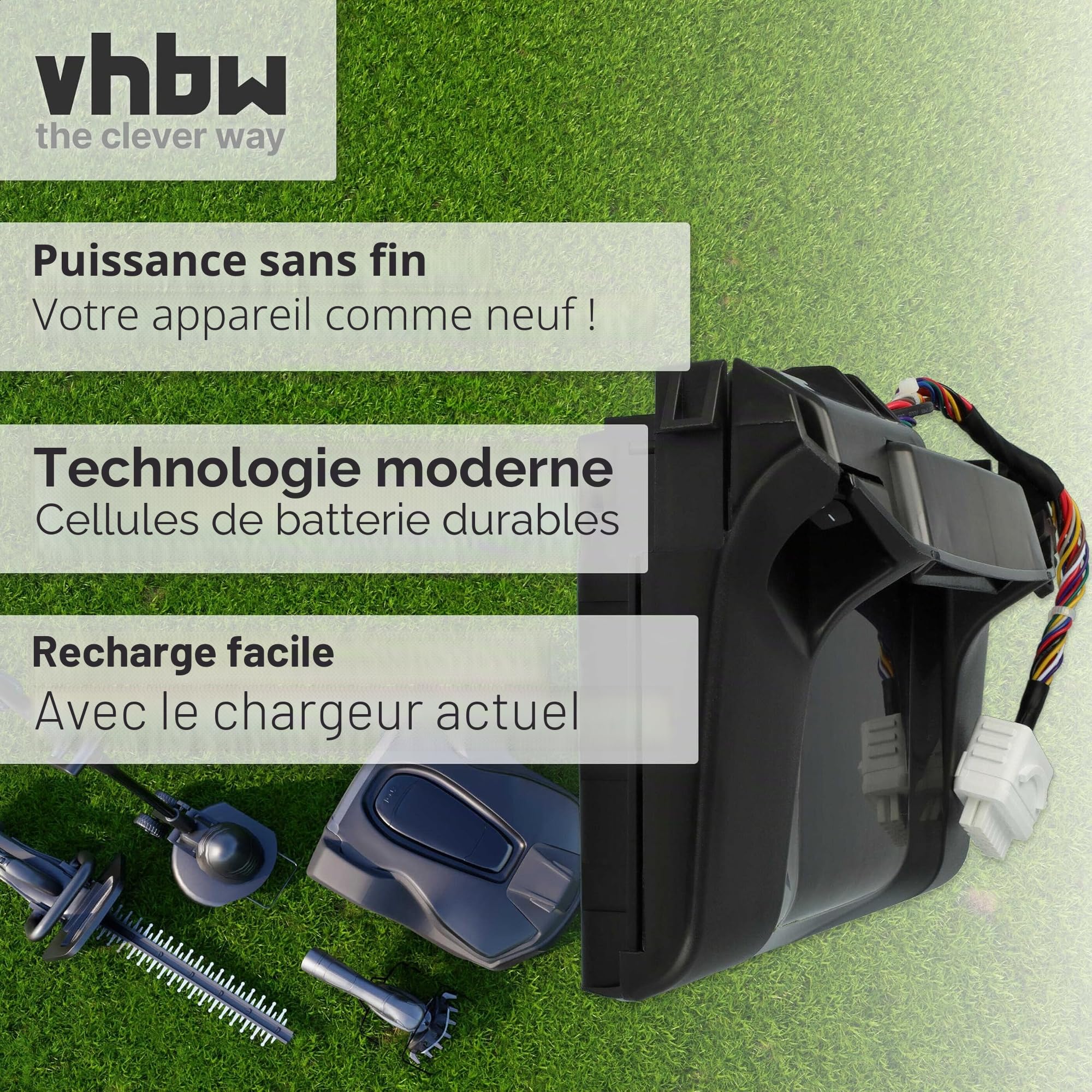 vhbw Batterie Compatible avec Robomow Premium RC302/304/304u/306/308/308u/312/312u - Remplacement pour BAT7000B, MRK7005A- (Li-ION, 3000mAh, 25.6V)