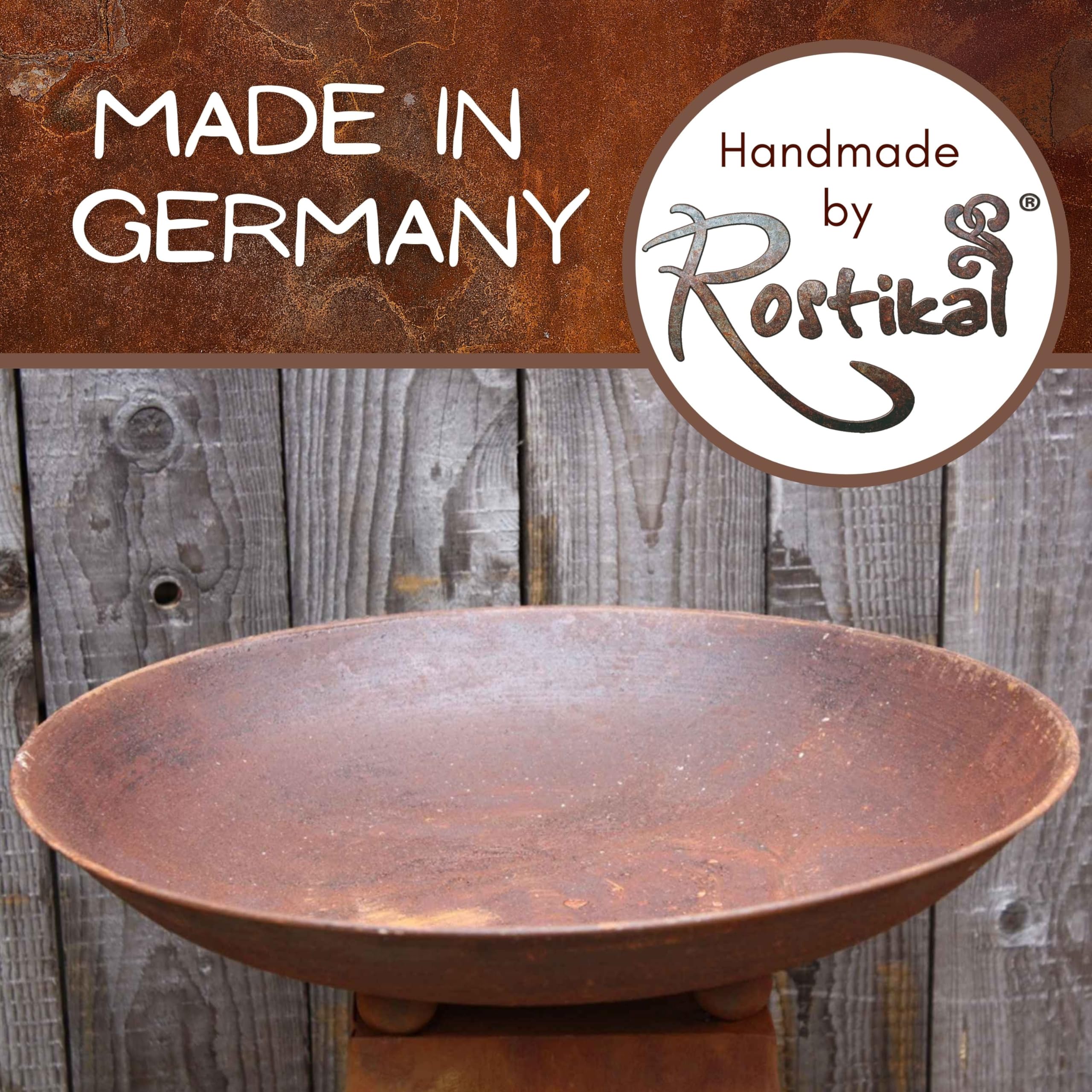 Rostikal Pflanzschale Metall Vintage - Ø 47 cm - Handgefertigte Deko Rost-Schale zum Beflanzen - Langlebig & Wetterfest - Hochwertige Gartendeko für Garten, Balkon, Terrasse