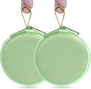 Ginsco Mini-Portable Hard Shell Earbuds Case for Apple EarPods Headphones USB-C Wired Ear Buds/Skullcandy Jib Wired Earbuds, Travel Case for Earphones Earplugs (Green, 2 Pack)