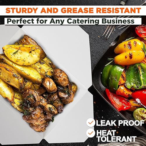 Miniatura 18 de Fit Meal Prep Paquete de 50 recipientes de papel para llevar de 48 onzas, 6.8 x 5.5 x 2.5 pulgadas, cajas blancas de comida para almuerzo #8