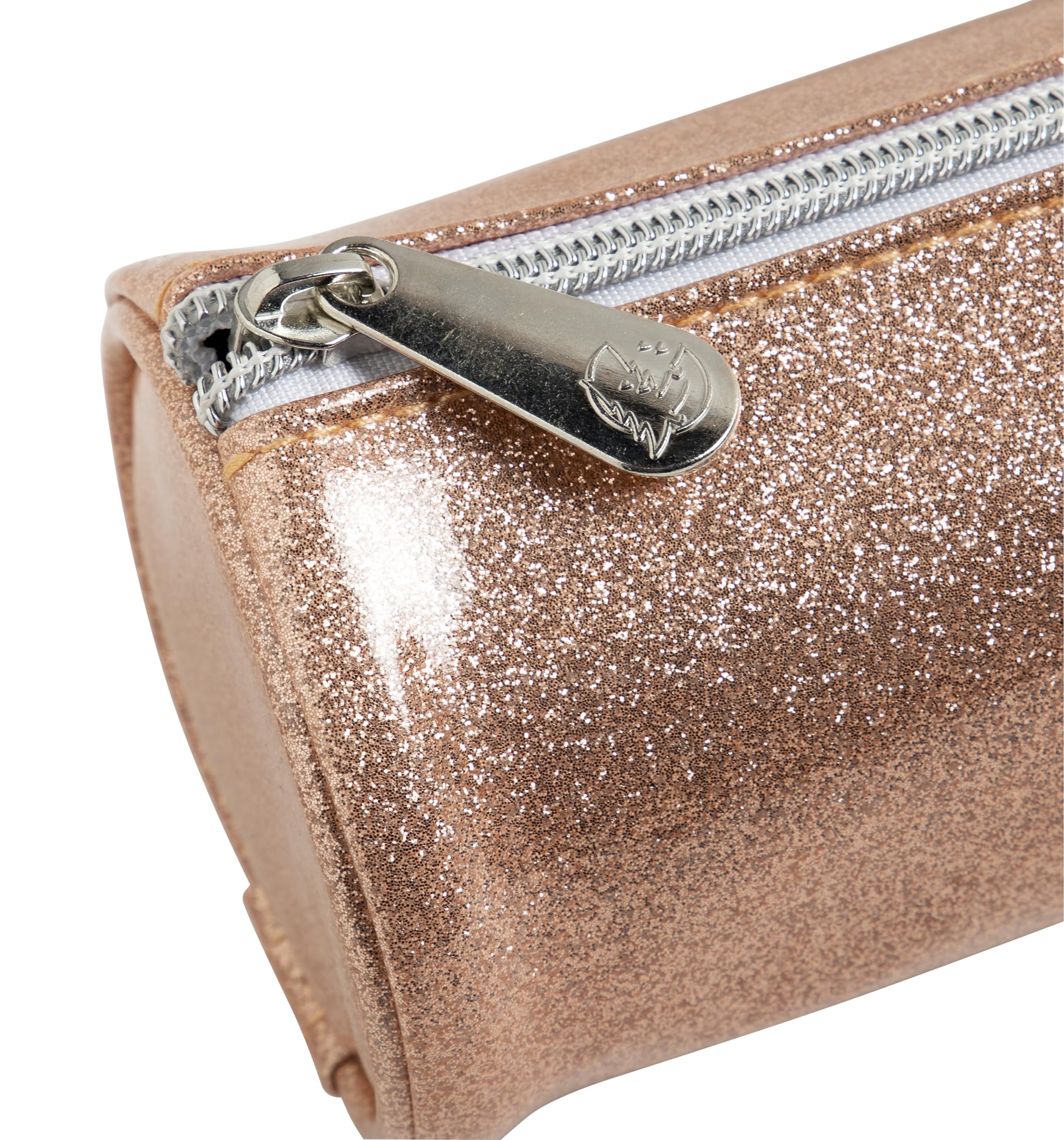 Exacompta - Réf. 52770E - Carton de 16 trousses rondes Glitter en PU simili cuir paillettes - doublée de polyester - dimensions 22,5 x 8 cm - couleurs bleu, gris, noir, nude