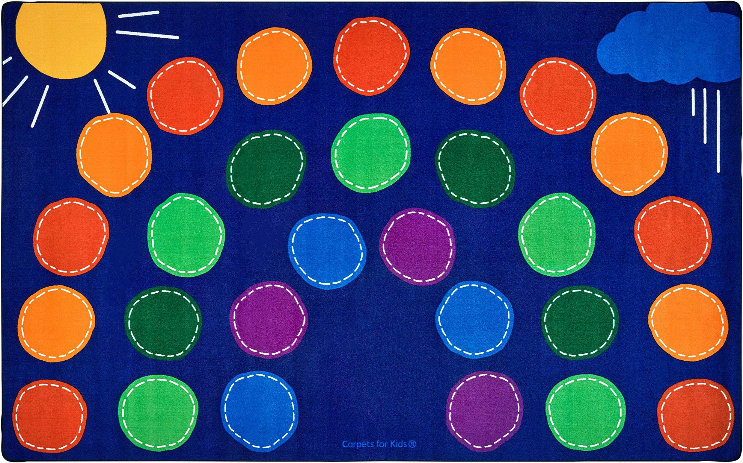 Carpets for Kids 8412 Rainbow Seating Classroom KidsTeen Room Rug 7ft 6in x 12ft Rectangle Multi Color