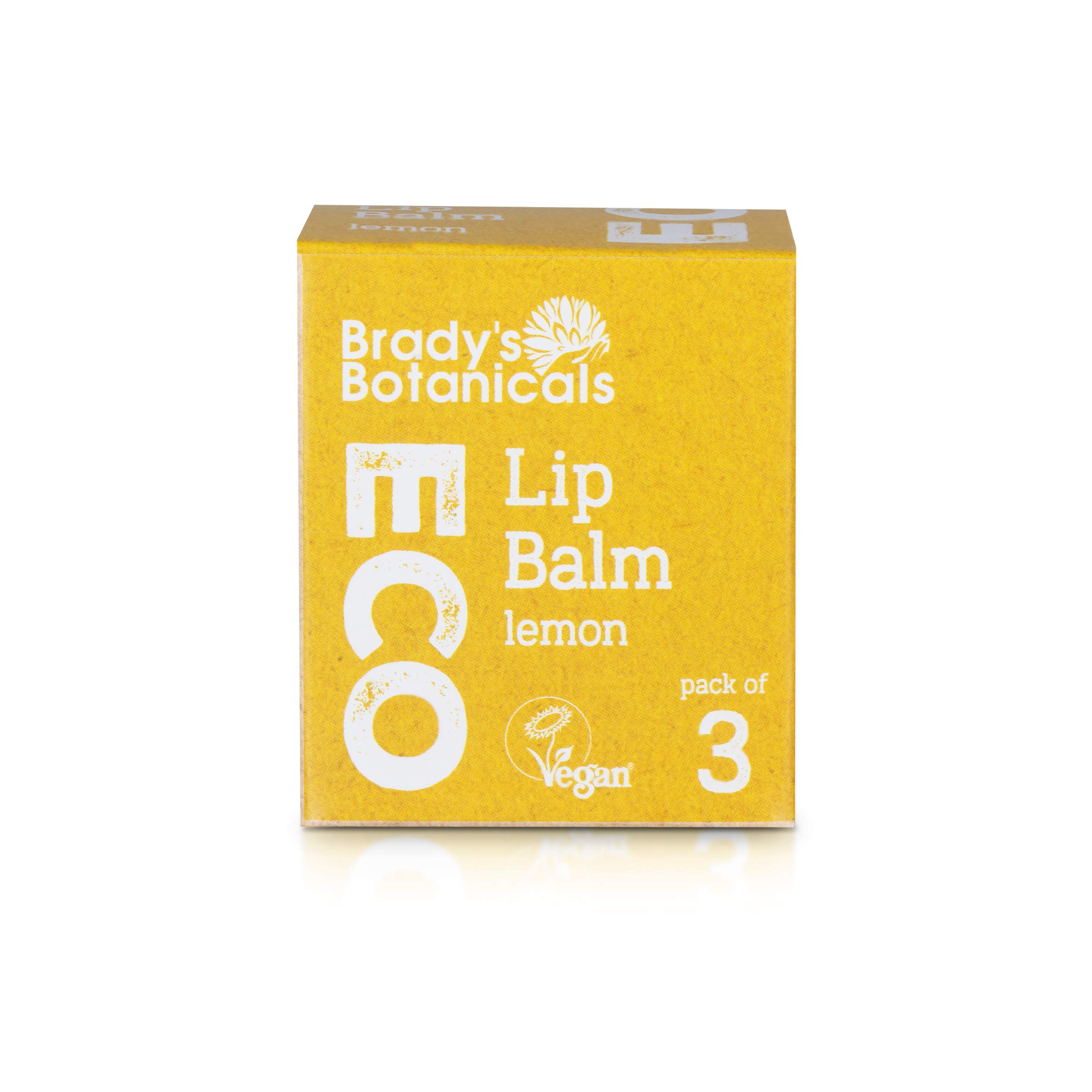 Lemon flavour 100% natural, vegan lip balm. Set of 3 lip Cream. Gift set for men and women. Coconut oil & Candelilla wax moisturiser relief to care for & repair dry cracked lips. Salve with Vitamin E