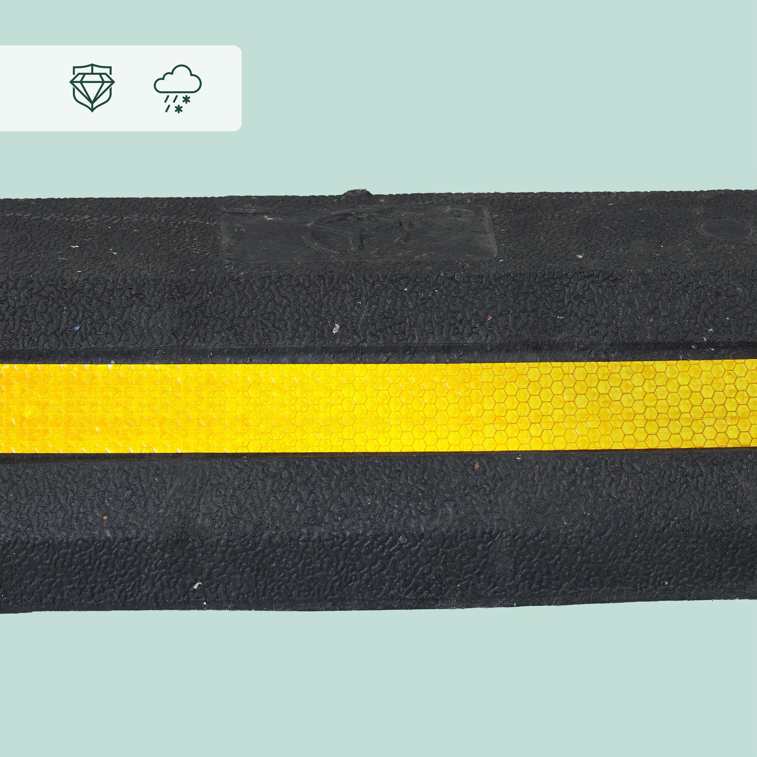 Relaxdays Stoppeur de Roue, Protection Garage, réflecteurs, Noir/Jaune, 8,5 x 53 x 14,5 cm, 2 pièces