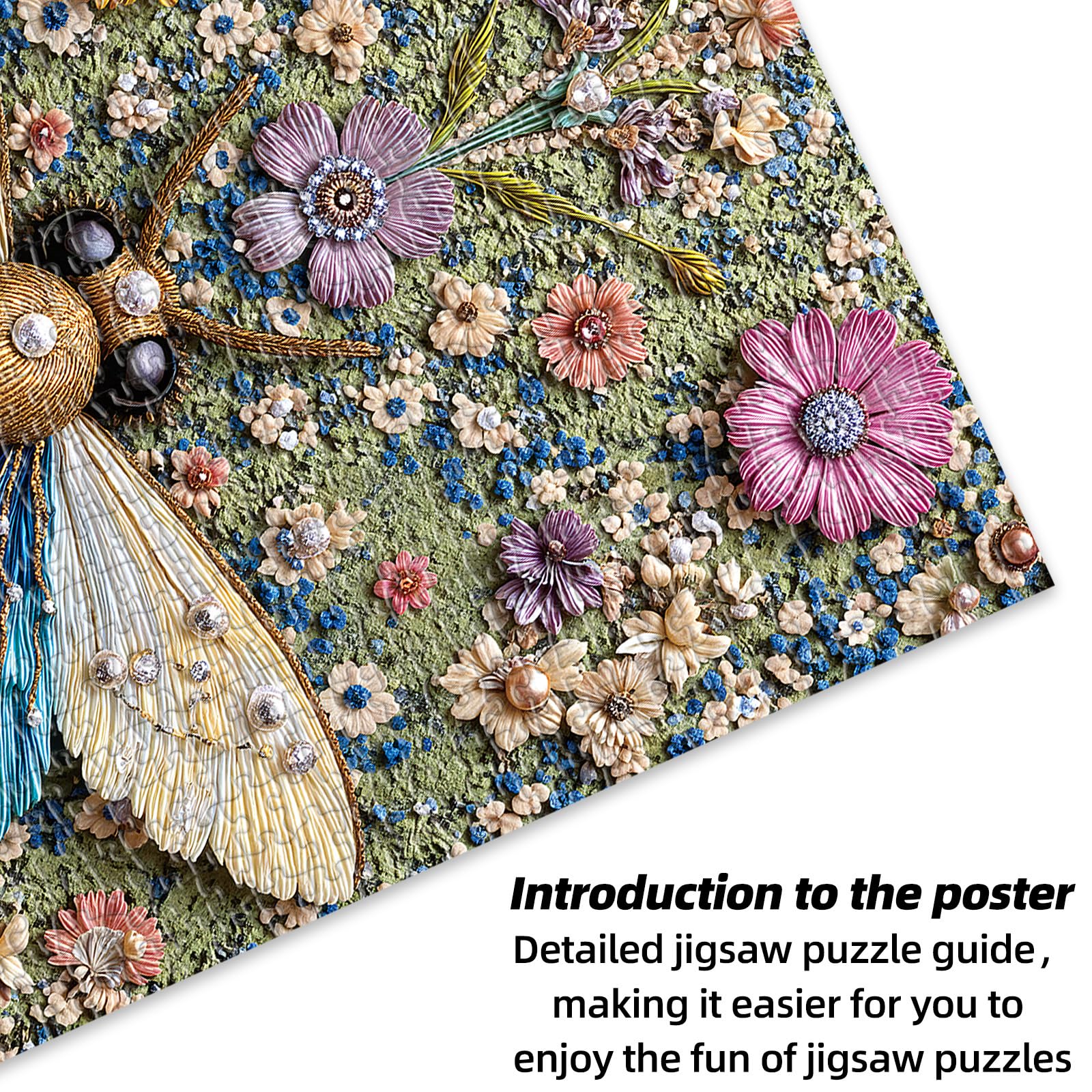 Floral Bee Jigsaw Puzzles 1000 Pieces, Ultra-Difficult Animal Plant Jigsaw Puzzles for Adults 1000 Pieces, Impossible Flower Bee Art Puzzle for Expert Puzzle Lovers, Unique Gift Wall Decor