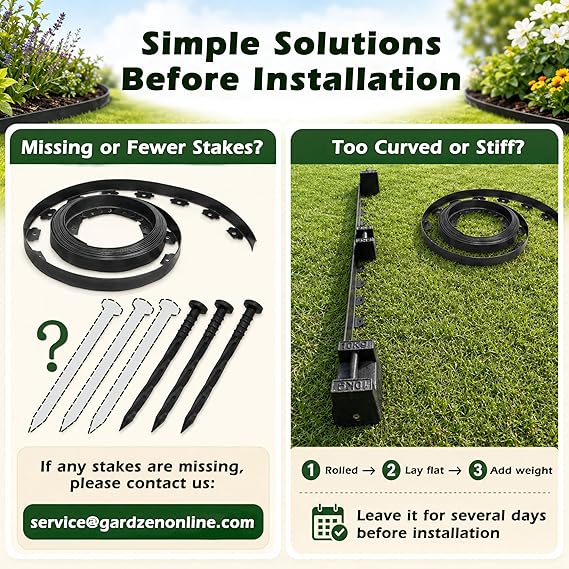 Gardzen 1.5 x 100' Landscape Edging Kit, No Dig Lawn Garden Border with 120 Pcs Spikes, Flexible Edging Border for Mulch Bed Pathway Paver