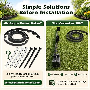 Gardzen 1.5 x 100' Landscape Edging Kit, No Dig Lawn Garden Border with 120 Pcs Spikes, Flexible Edging Border for Mulch Bed Pathway Paver