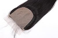 Vista 5 de 10A 4 "x 4" Base de seda cierre de encaje pelo virgen recto con pelo de bebé parte libre color natural 14 pulgadas