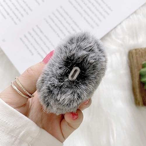Miniatura 3 de Funda mullida compatible con Airpods 1 y 2, diseño de airpods de piel suave y suave, caja de carga inalámbrica con llavero para Airpods 1 y 2 gris