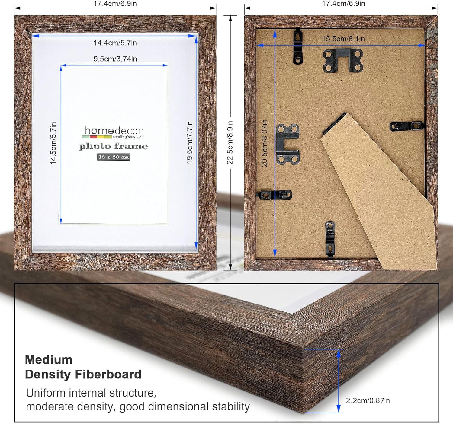 Shadow Box Frame, 4 Pack Picture Frame Set, Wall Picture Frame, Farmhouse Wood Rustic Picture Frames with Tempered Glass Gallery Wall Tabletop Display (6X8 Mat 4X6, Brown)