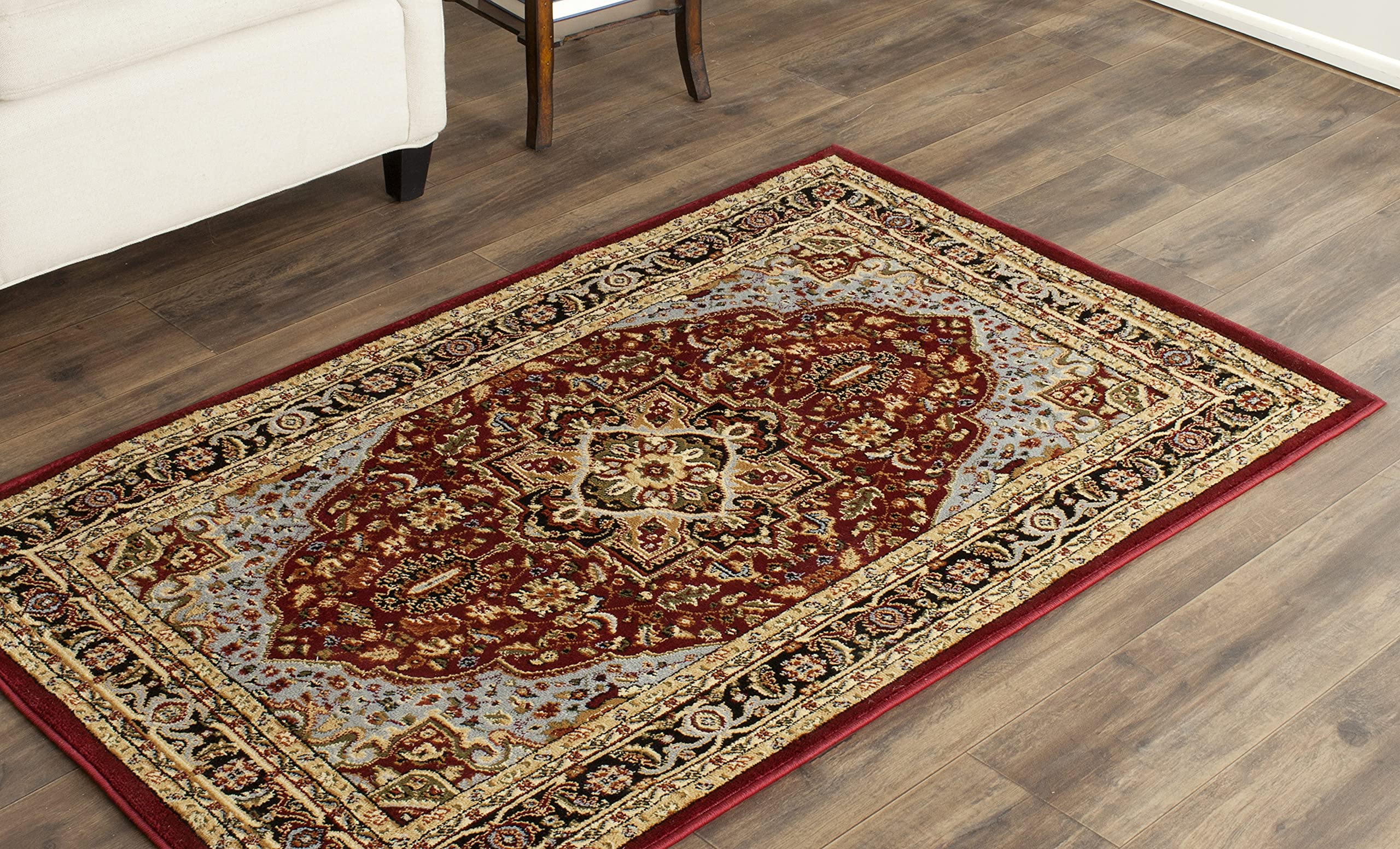 SAFAVIEH Lyndhurst Collection Accent Rug - 3'3" x 5'3", Red & Black, Traditional Oriental Design, Non-Shedding & Easy Care, Ideal for High Traffic
