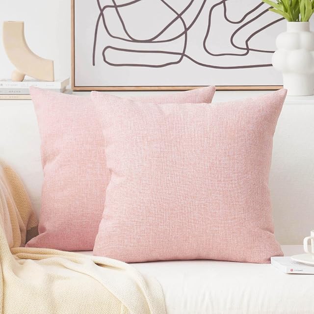 Home Brilliant Cushion Cover 65 x 65, Pink Cushion Covers Set of 2 Decorative Valentine Decor Large Square Pillowcase for Bed Sofa Bench Garden, 65x65 cm, 26 inch, Baby Pink