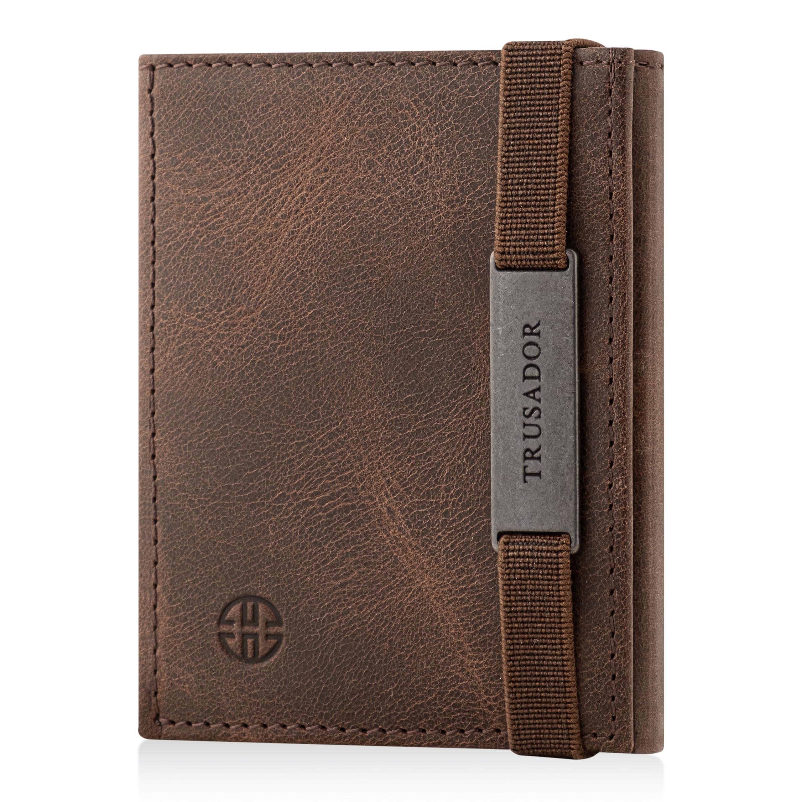 TRUSADOR Marseille Rfid Leather Wallet for Women and Men Includes ID Window, Detachable Mirror, Holds Bills, Cards, Includes Coin Pocket, Holds Cash (Brown)