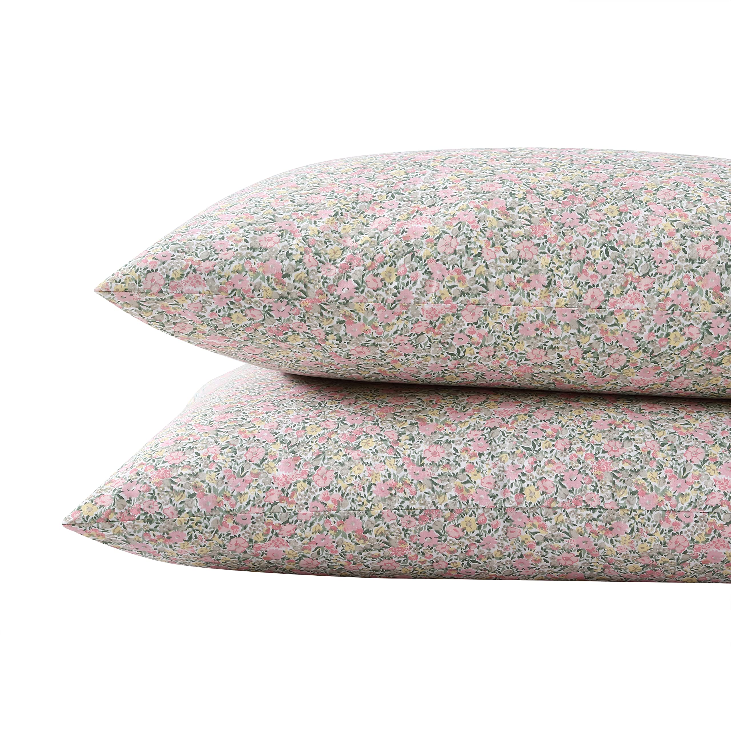 Laura Ashley - Standard Pillowcase Set, Breathable Percale Cotton Bedding, Crisp & Cool Home Decor (Loveston Pink, 2 Piece)