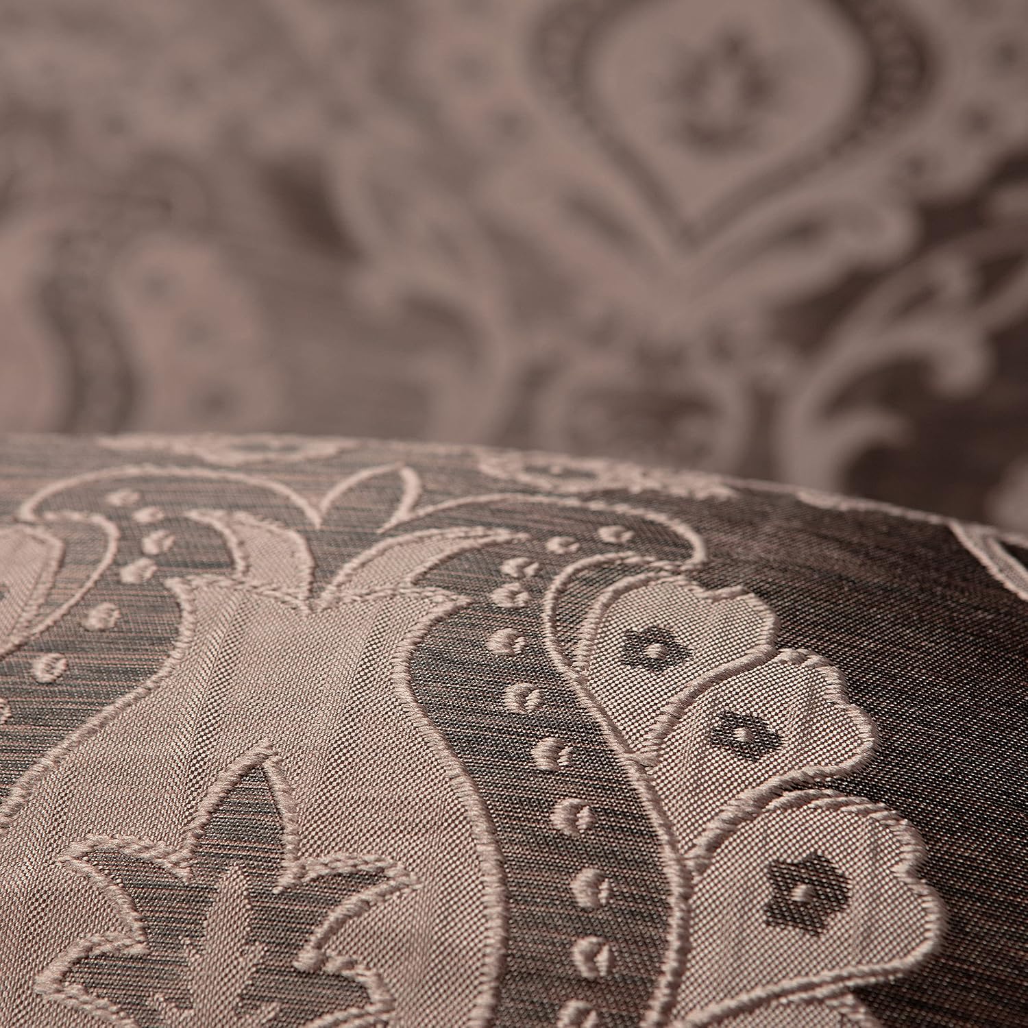 Chanasya Premium Damask Pattern Luxury Brown Curtains - 63 Inch Panels with Grommets - for Living Room Windows Bedroom Kitchen Dining - Elegant Jacquard Classy Design - Room Darkening 2 Panel Set