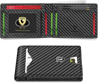 Slim Wallet for Men Rfid Blocking Leather Bifold Front Pocket Carbon Fiber Men's Money Clips Credit Card Holder With Gift Box