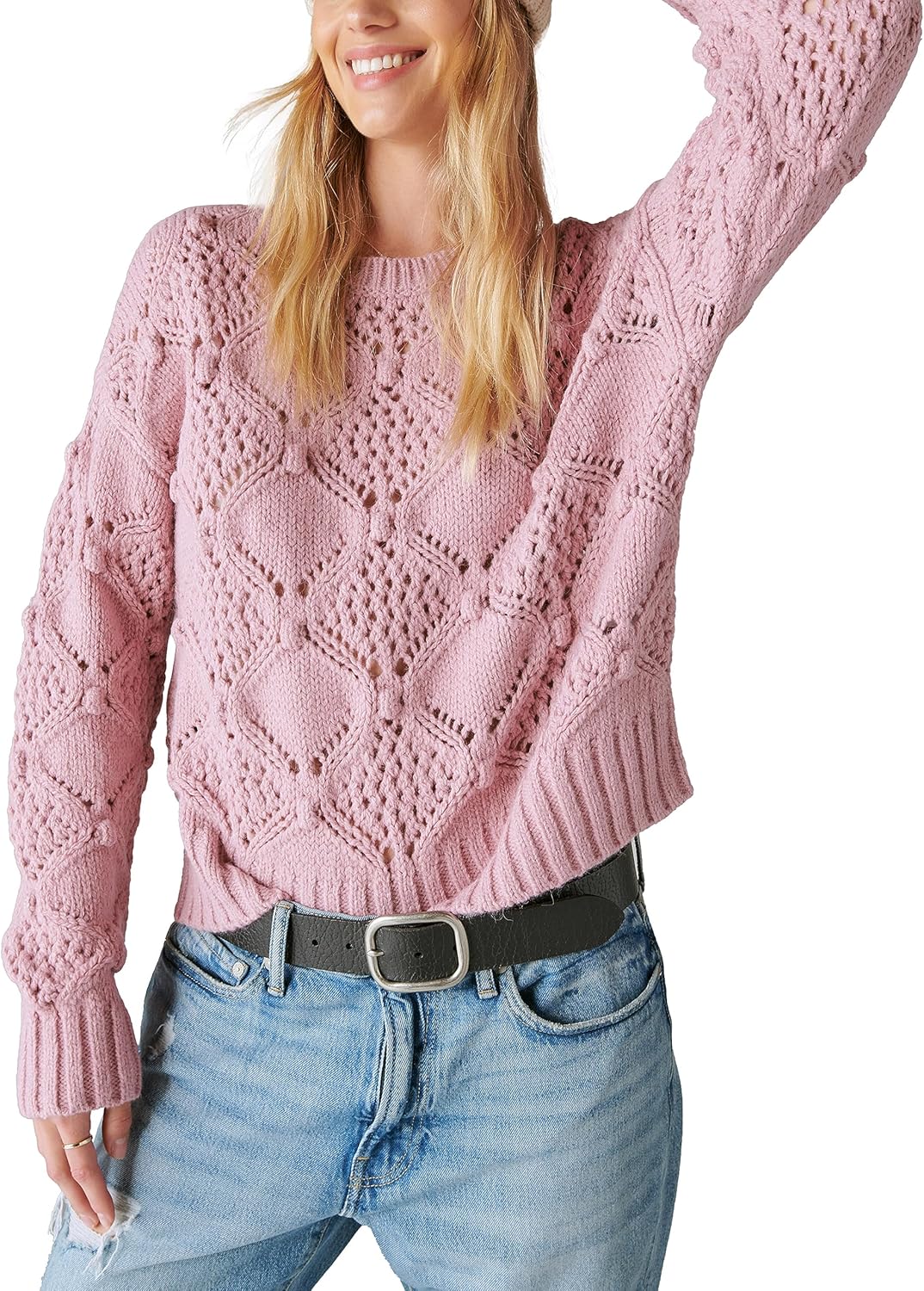 Lucky Brand Womens Lucky Brand Women's Open Stitch Pullover Sweater - Image 3