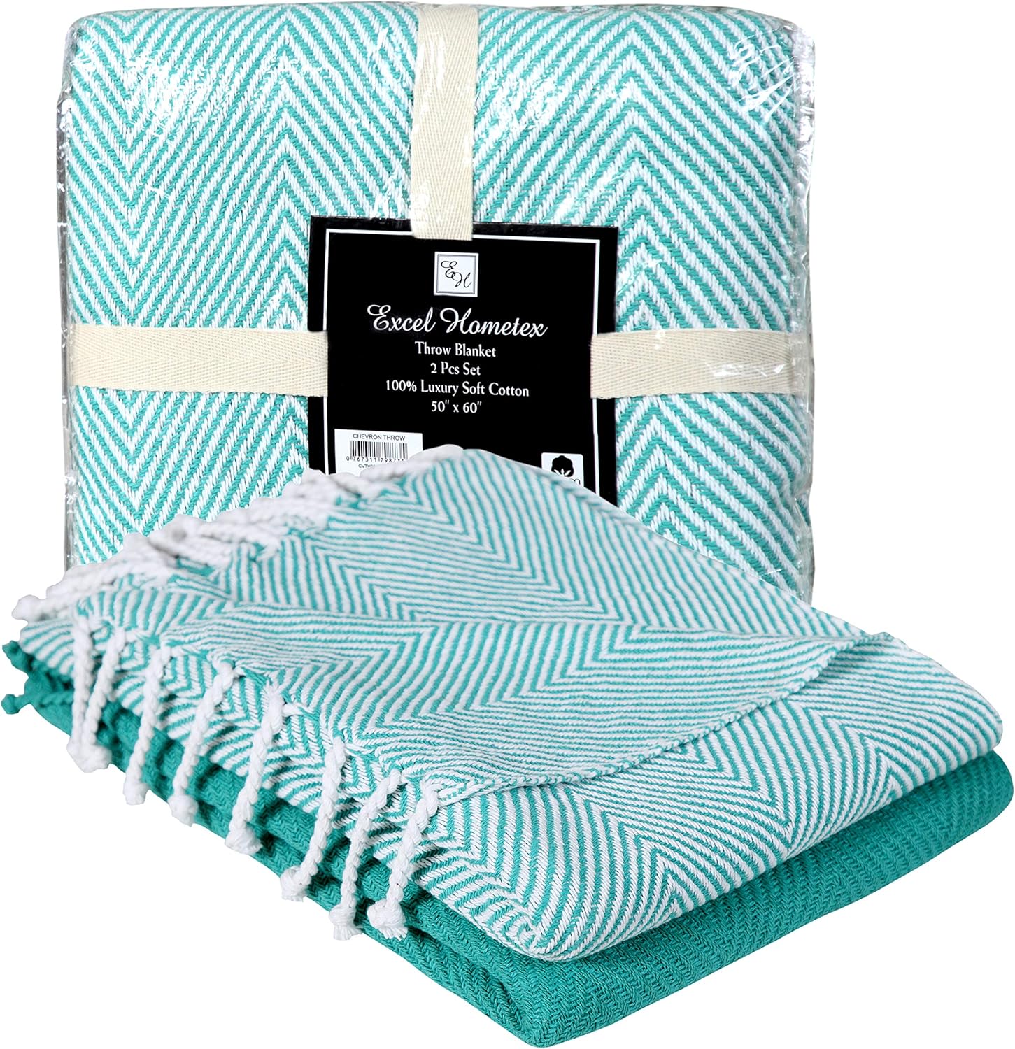 Excel Hometex 100 Cotton Throw Blanket Handloom Chevron