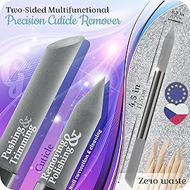 GLADZY Glass Cuticle Pusher - Manicure Cuticle Stick - Crystal Glass Cuticle Remover - Professional Nail Care Tool - Genuine Czech Quality Premium File Set