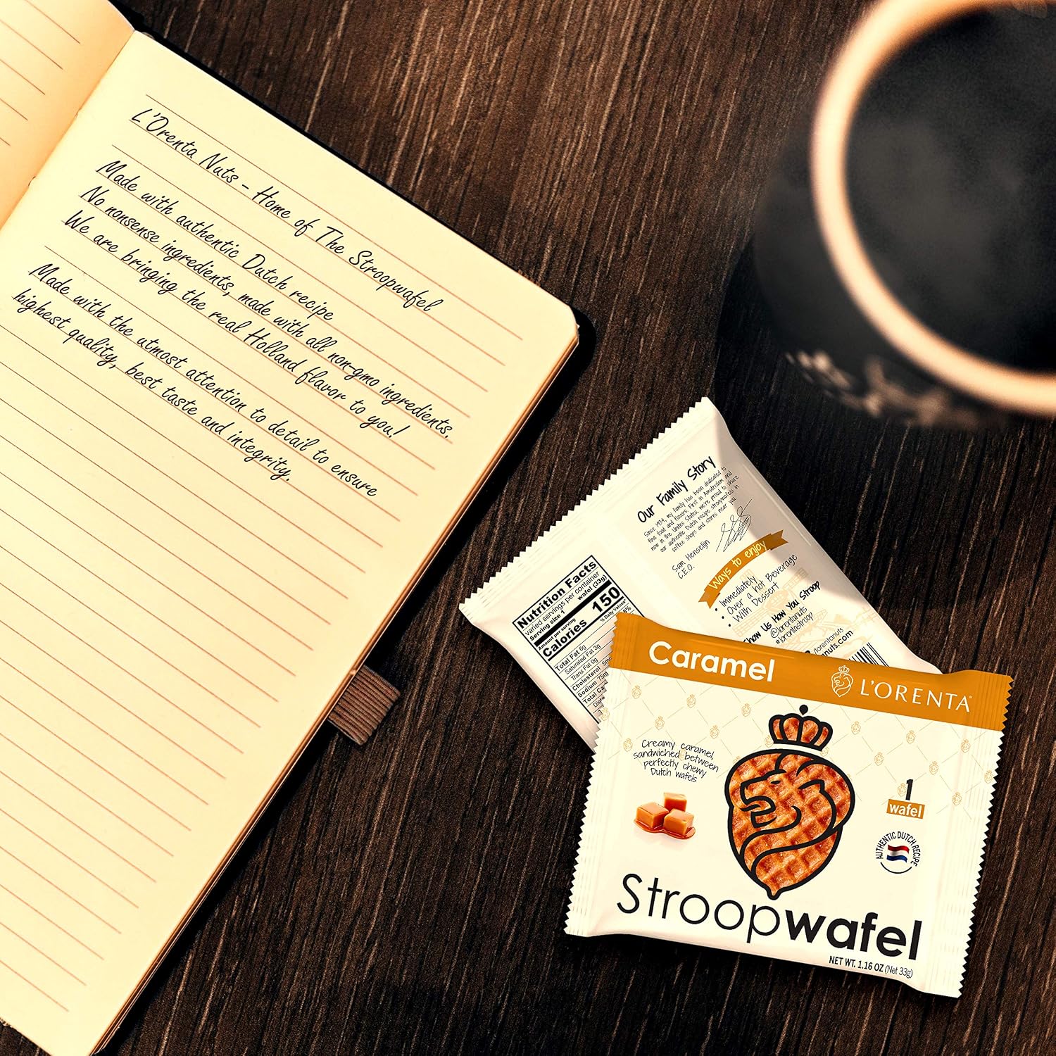 L'Orenta Stroopwafels Caramel Wafer Cookies - for Dunking In Coffee, Authentic Dutch Recipe, Non GMO - Made By Dutch Bakers - No Artificial Sweeteners