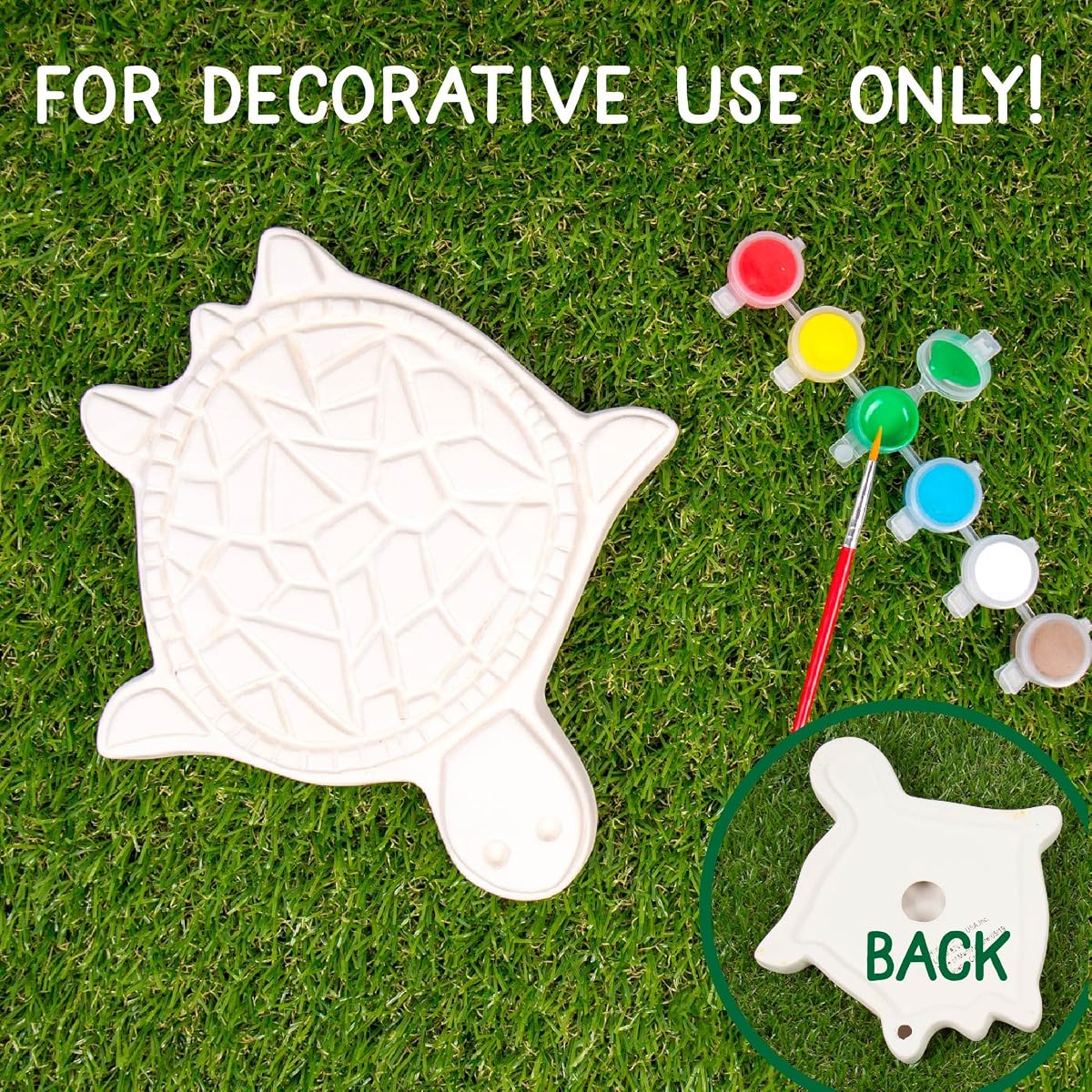 Creative Roots Mosaic Turtle DIY Stepping Stone Kit, Includes Ceramic Stone & 6 Vibrant Paints for Kids Ages 8+ image 1