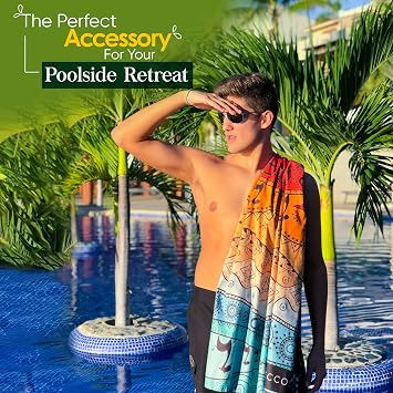ECCOSOPHY Microfiber Beach Towel - Quick Dry, Sand Free and Oversized 71x35