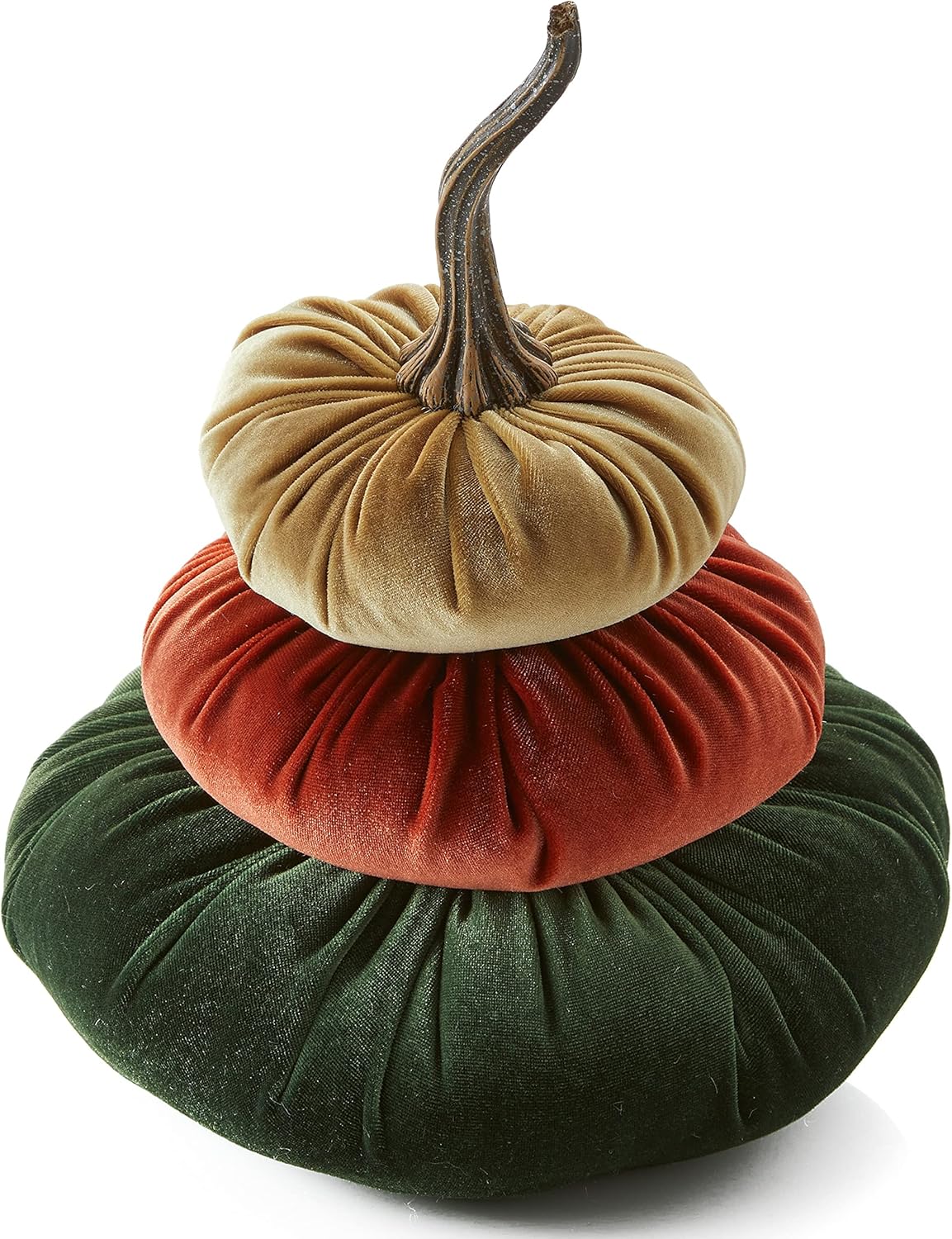 Your Heart's Content Stacked Velvet Pumpkins, Home Decor Accessories, Table Centerpiece, Home Decor Trends, Fall Wedding Centerpiece, Seasonal Mantle Decor (Gold, Rust, Olive)