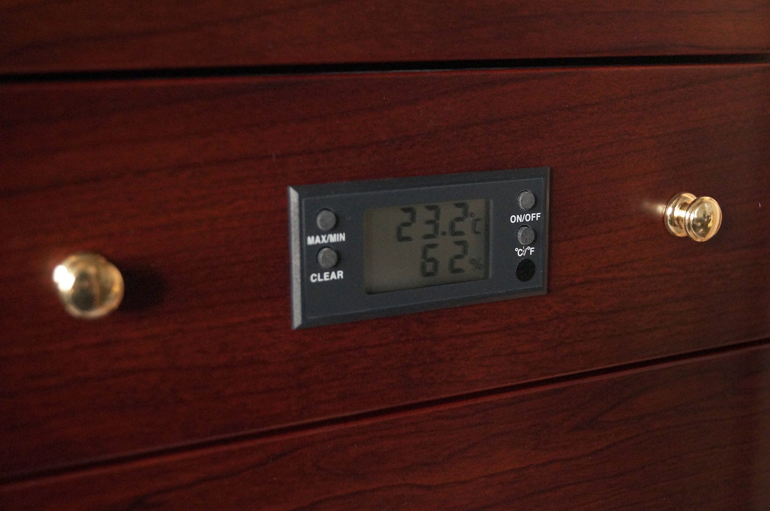 GERMANUS Humidor Schrank für ca. 400 Zigarren Viadrus mit Digital Hygrometer und GERMANUS Kristall Befeuchter