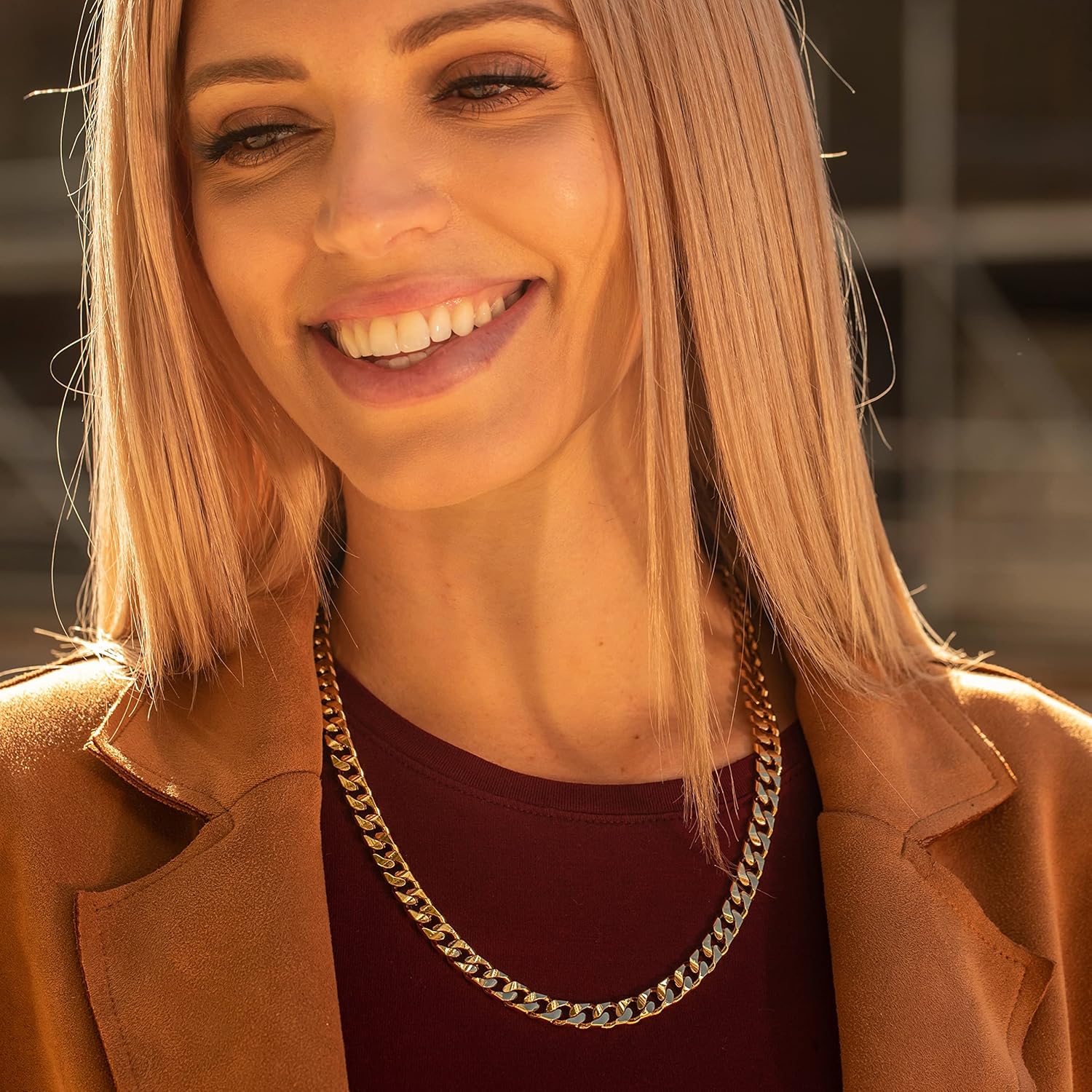 LIFETIME JEWELRY 8mm Cuban Curb Link Chain Necklaces for Women & Men 24k Gold Plated - Image 3