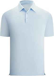 Esabel.C Mens Mesh Golf Polo Shirt Print Dry Fit Moisture Wicking Stretch Seamless Active Polo Shirts for Men Short Sleeve