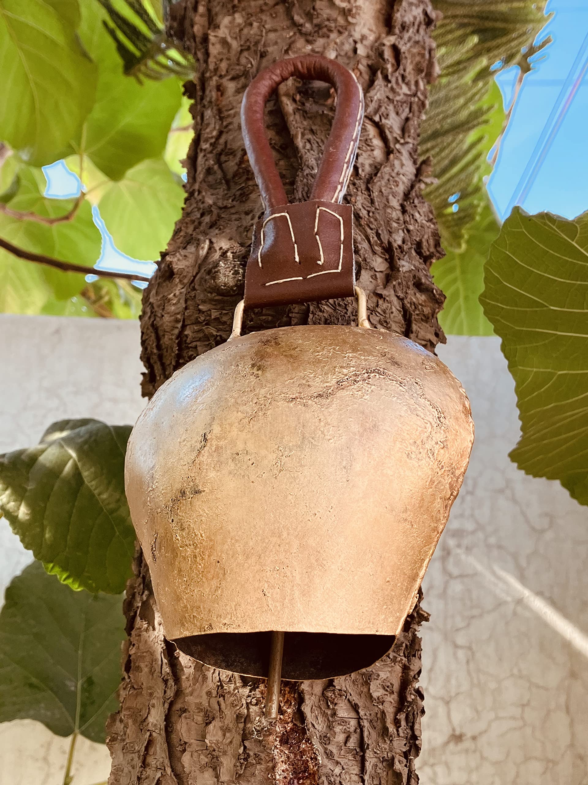 Campanello gigante rustico mucca enorme armonia vintage stile svizzero campana fortunato Natale appeso campana fatta a mano ottone rivestito