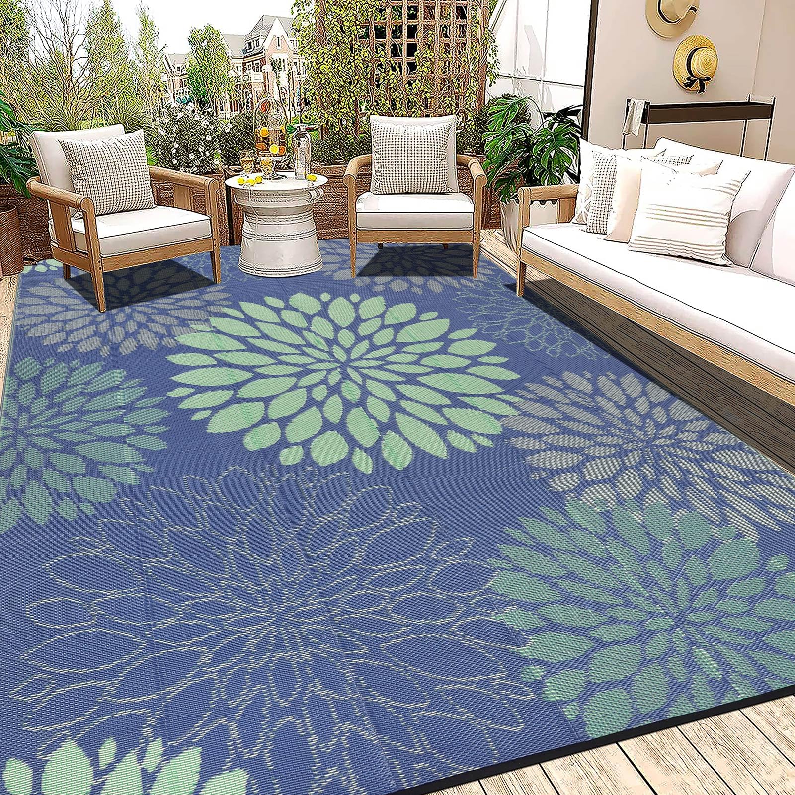 Ileading Waterproof Outdoor Rug 8x10