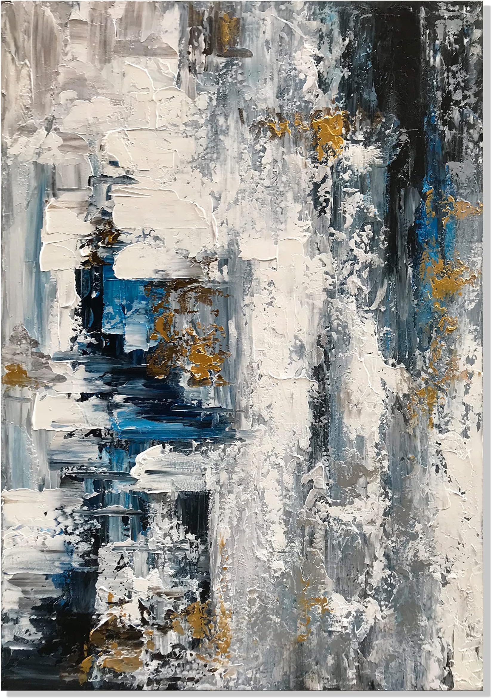 zoinart Abstract Painting 28"x40" Vertical Canvas Wall Art, Large Modern Abstract Blue Canvas Art, Colorful Canvas Paintings, Textured Art, Oil Painting on Canvas Wall Decor