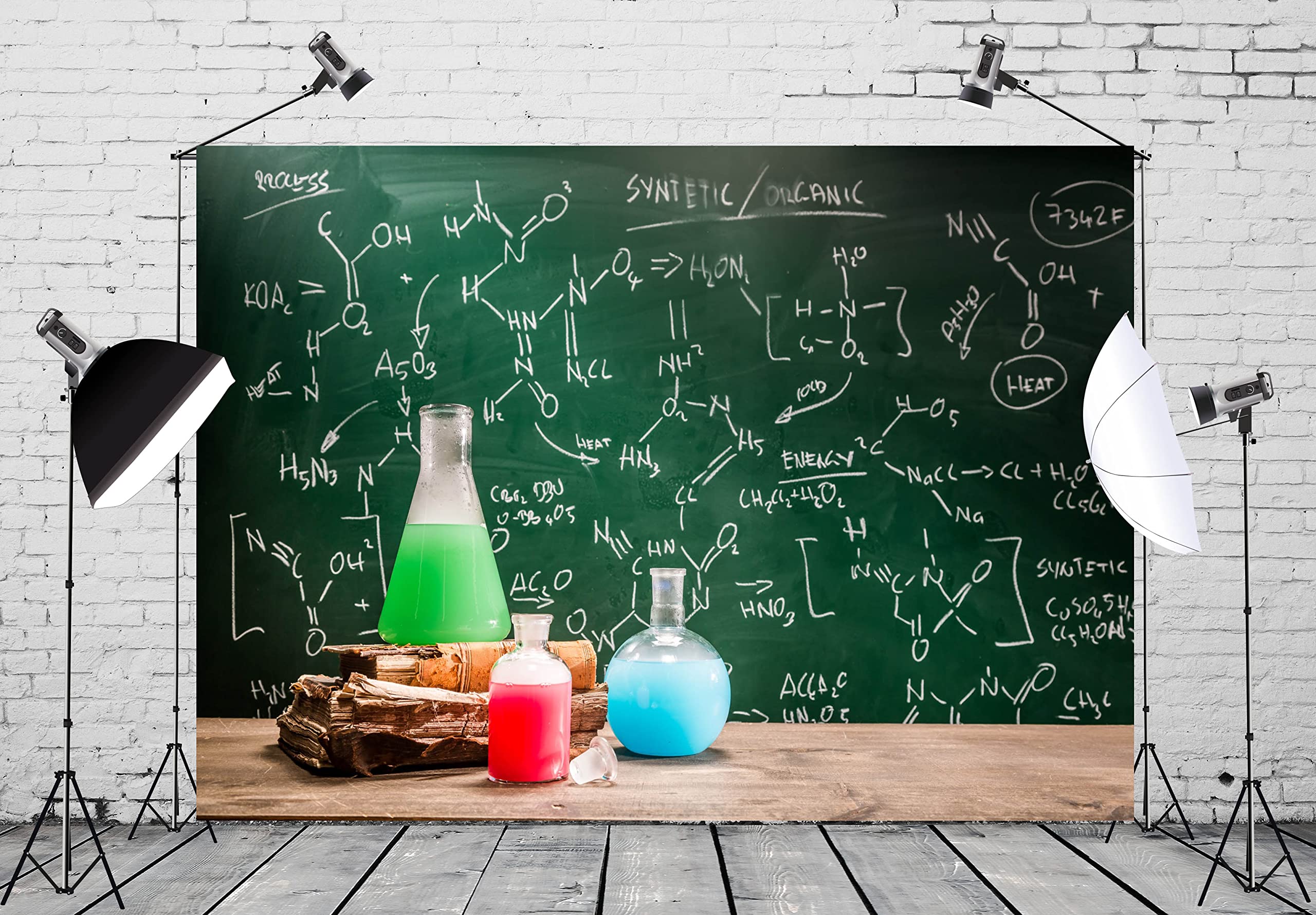 Lab Photo Backdrop Snapklik.com : 8x6ft Fabric Chemical Lab Backdrop Mint Green Cartoon ...
