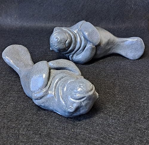 Miniatura 5 de Handmade Manatee Sculpture, Gray Stone-Look Decorative Figurine, Marine Animal Life Art Gift