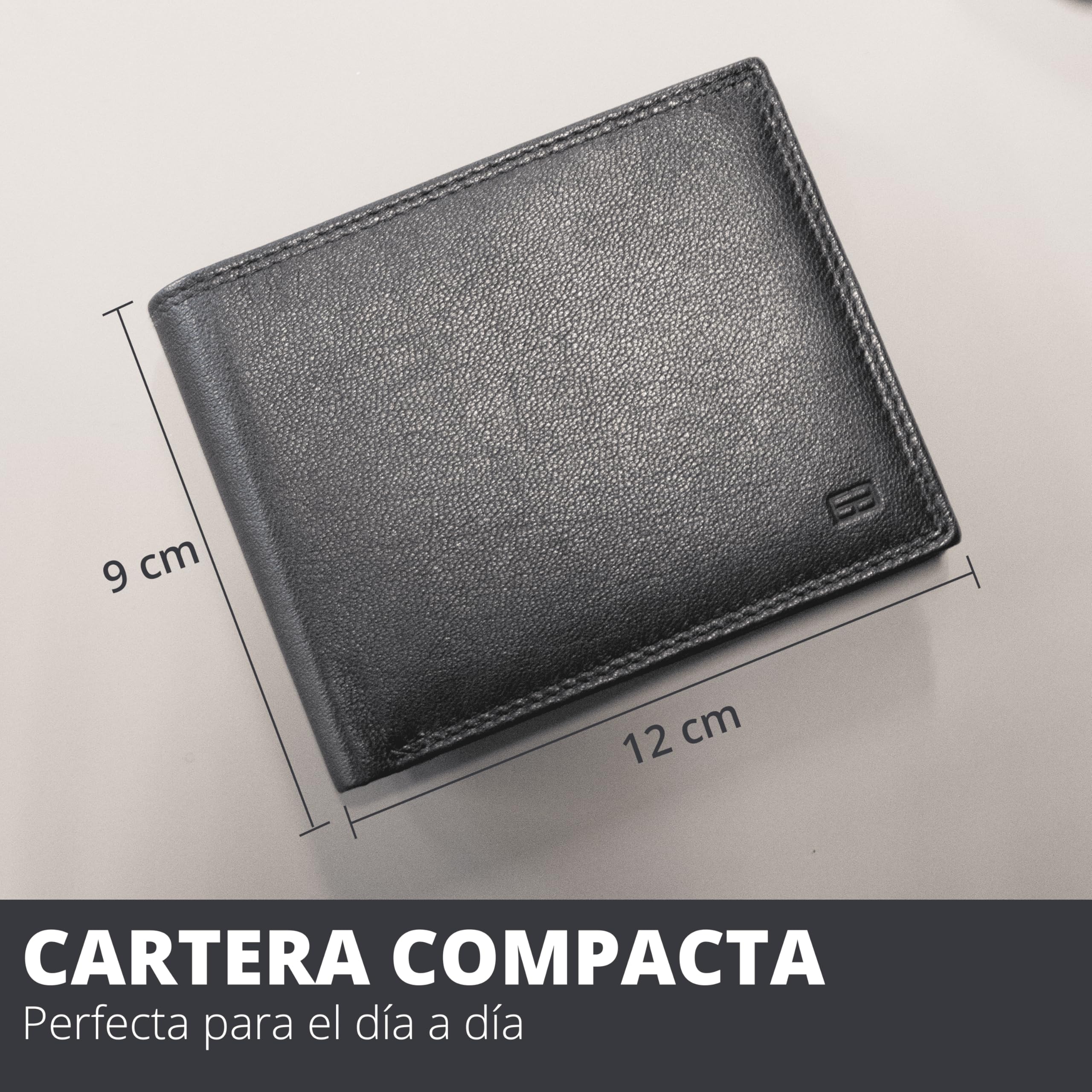 GARZINI - Cartera para Hombre de Cuero con Bloqueo RFID - Billetera con 15 Compartimentos para Tarjetas - Monedero con Cremallera y Espacio para Billetes - Regalo Ideal - Negro