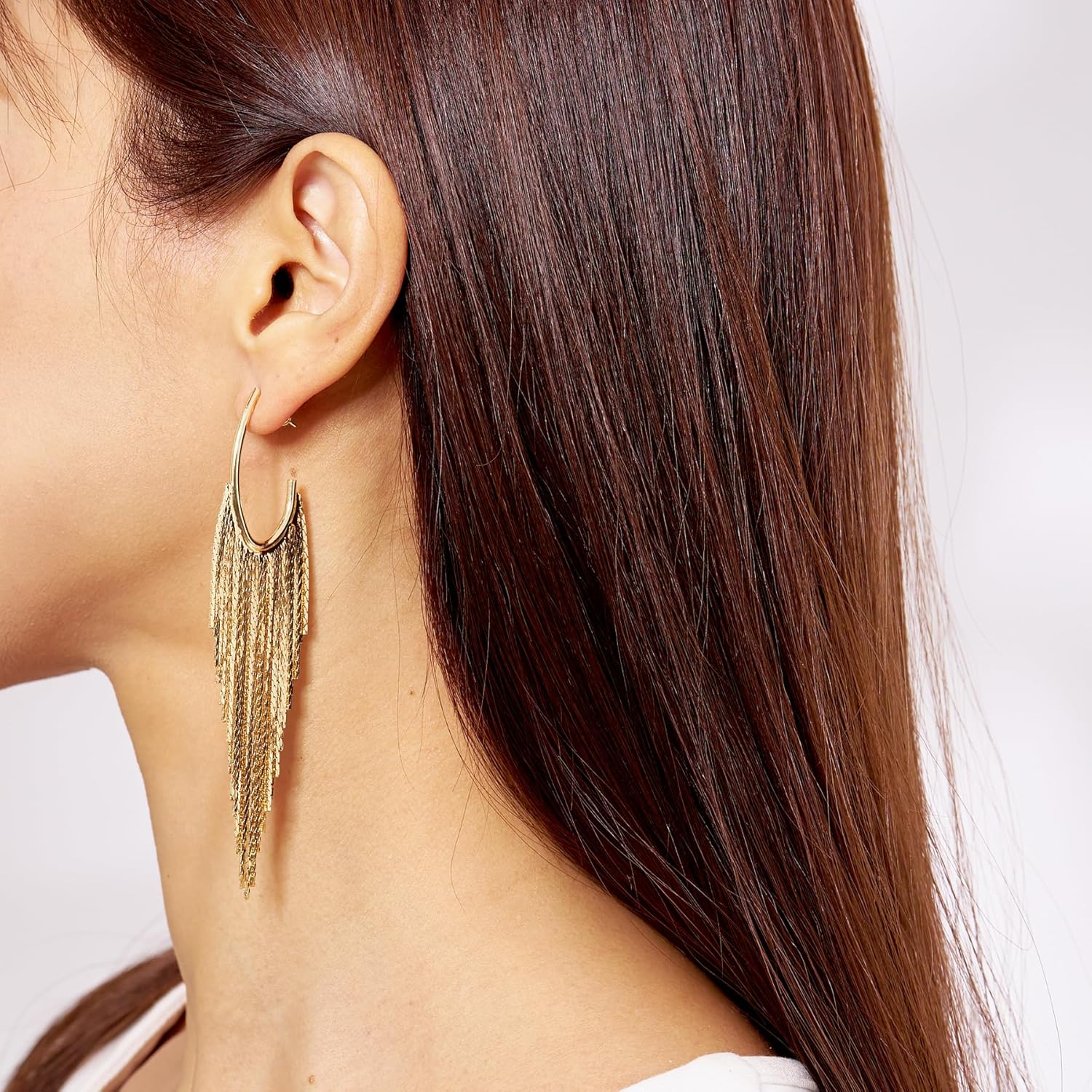 Boho Linear Tassel Drop Dangling Earrings For Women,Long Formal Country Bohemian Fringe Chain Chandelier Prom Statement Trendy Earrings For Party Prom - Image 4
