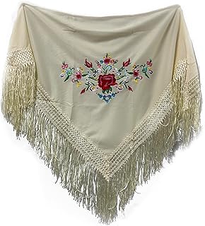 Manton Bordado en Flores Para niña. Mantones Flamenco Sevillana.Mantón para fiesta de Color Rojo Negro Rosa Blanco Amarillo Azul. Envio desde madrid con seguimiento. …