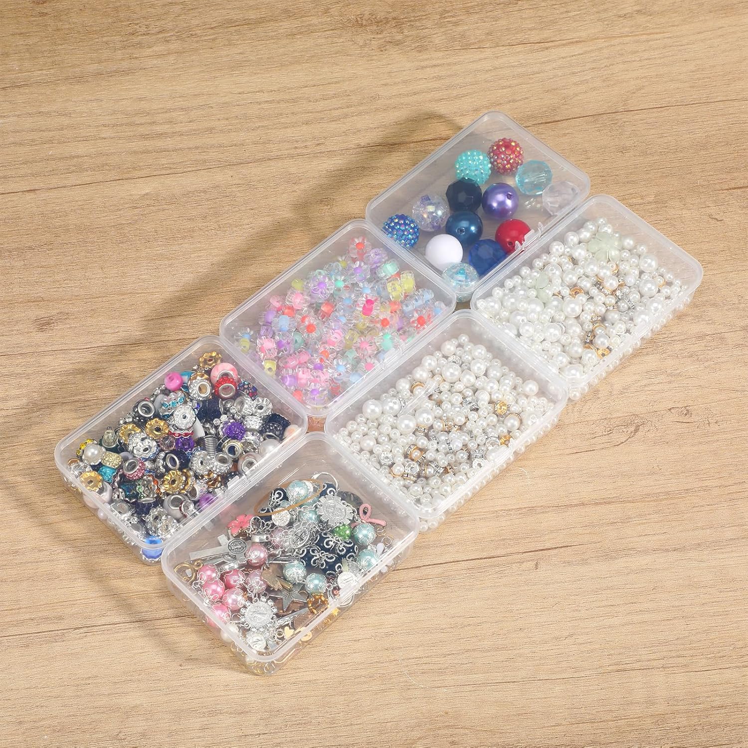 36 Pcs Clear Plastic Beads Storage Containers Box with Lids Multiple Sizes Storage Square Containers for Jewelry Beads Craft Supplies, 4.1 x 3 x 1in