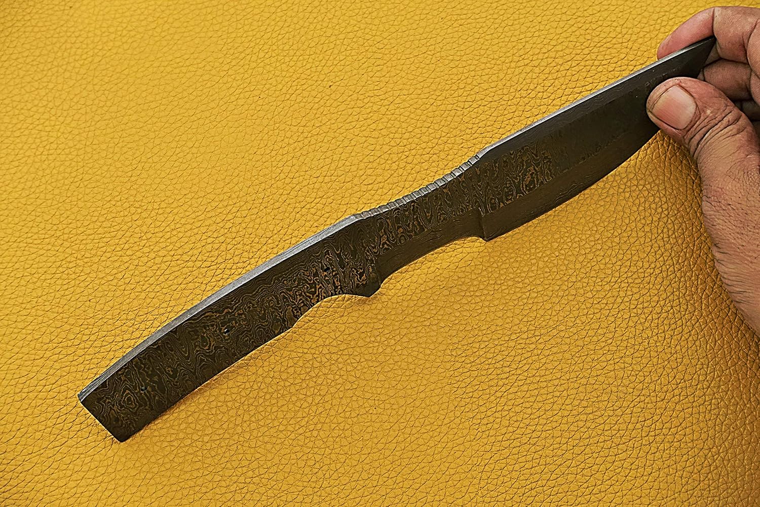 Hand forged Damascus steel tracker knife blank blade, 10 to 13 inches long hand forged Ladder, Twist and rain drop pattern tracker knife, Camping knife, Knife making supplies (11 Inches)
