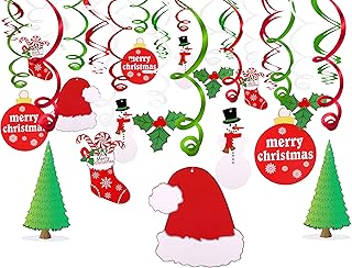 Konsait Christmas Hanging Swirl Decoration Kit(30pcs), Merry Christmas Swirls Garland Foil Hanging Ceiling Decoration for ...