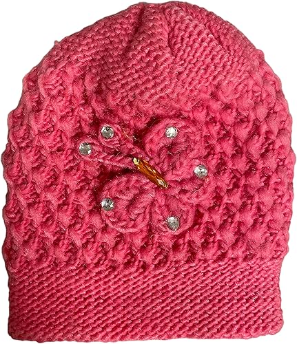 Miniatura 2 de Petal Cliff 2 unidades gorro de ganchillo de punto de lana para mujer con flor para protección contra clima frío talla única