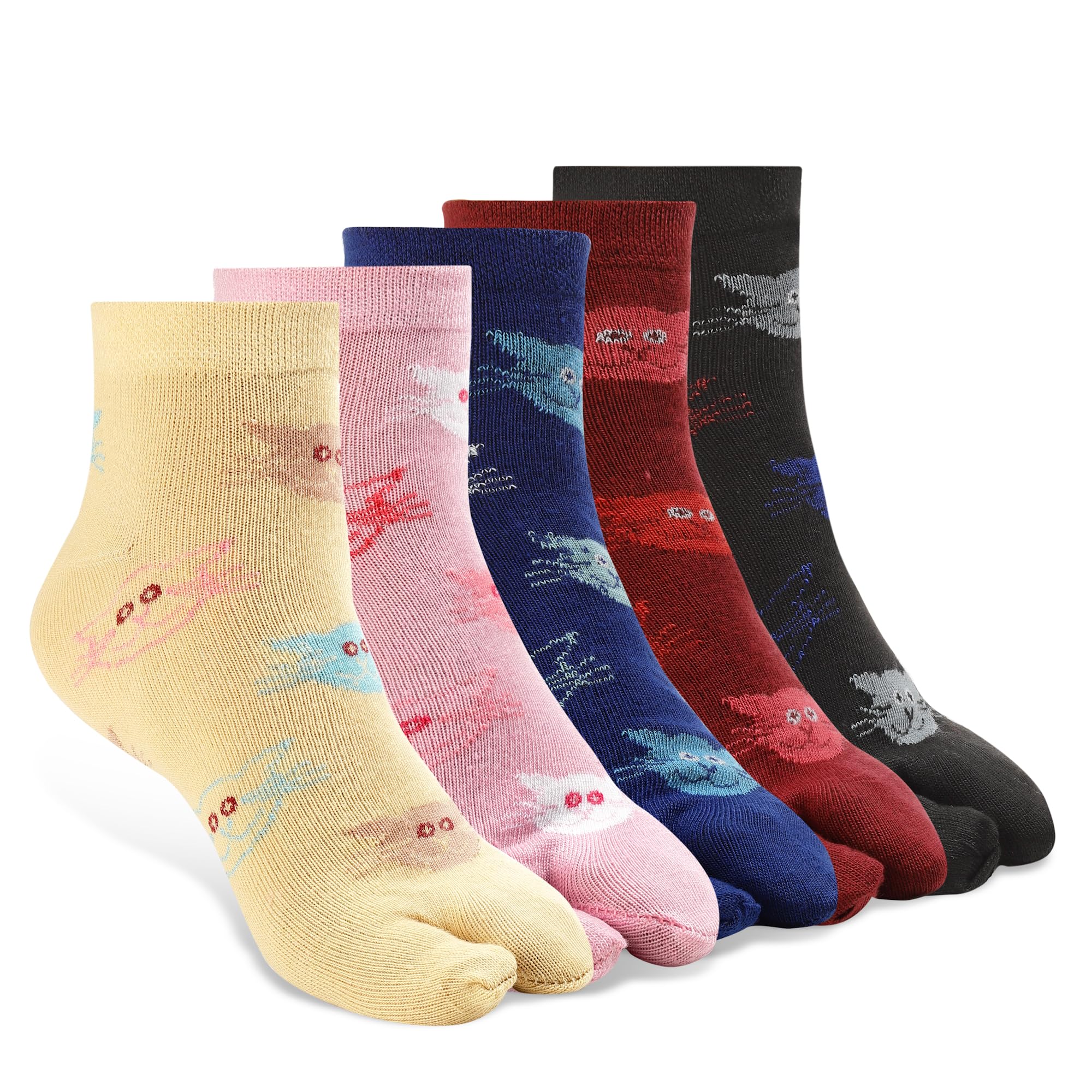 texlon Women's Ankle Length Thumb Cotton Spandex Socks, Pack of 5, Multicolor-picture-13