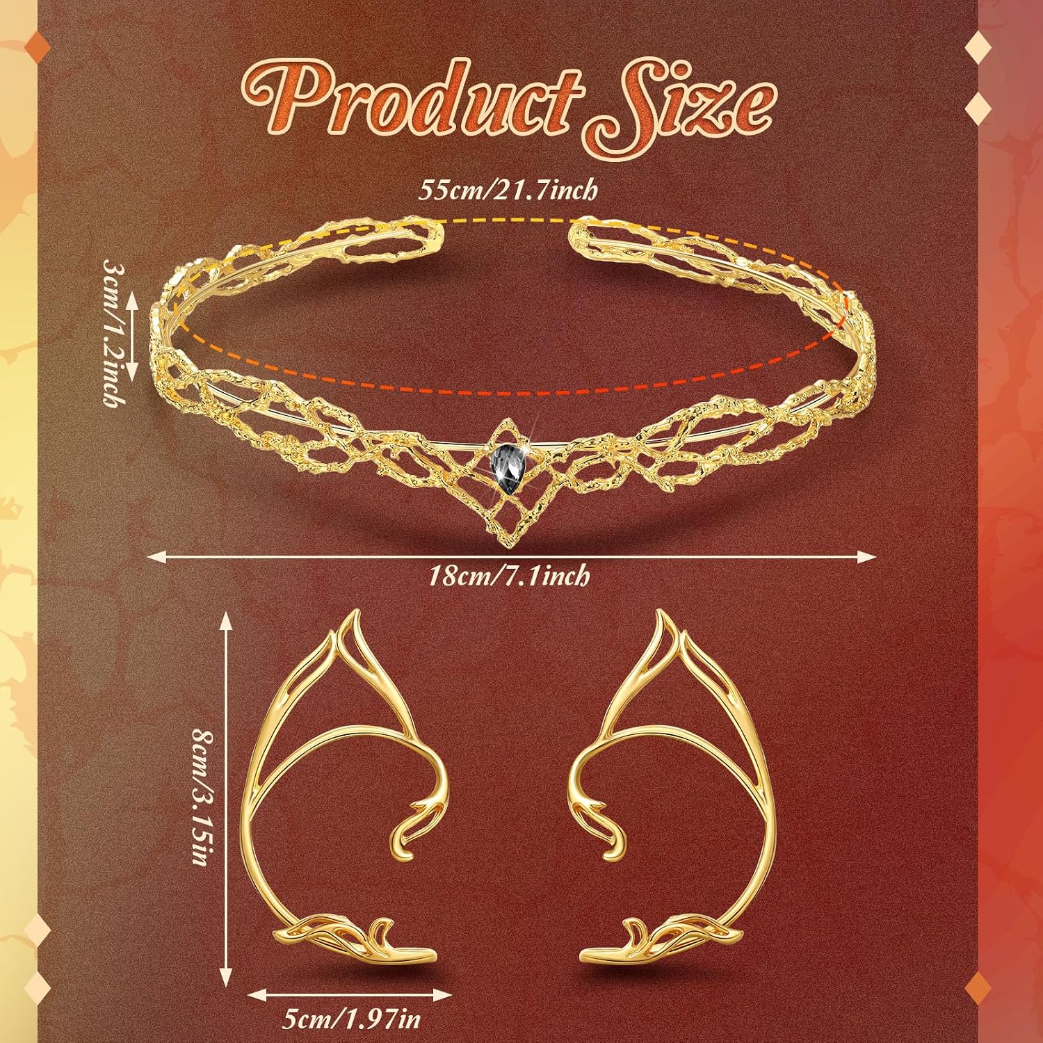 Kacctyen Halloween Fairy Leaf Headband Elf Ear Cuffs Elf Crown Cosplay Accessories for Women Halloween Pageant Wedding Prom image 3