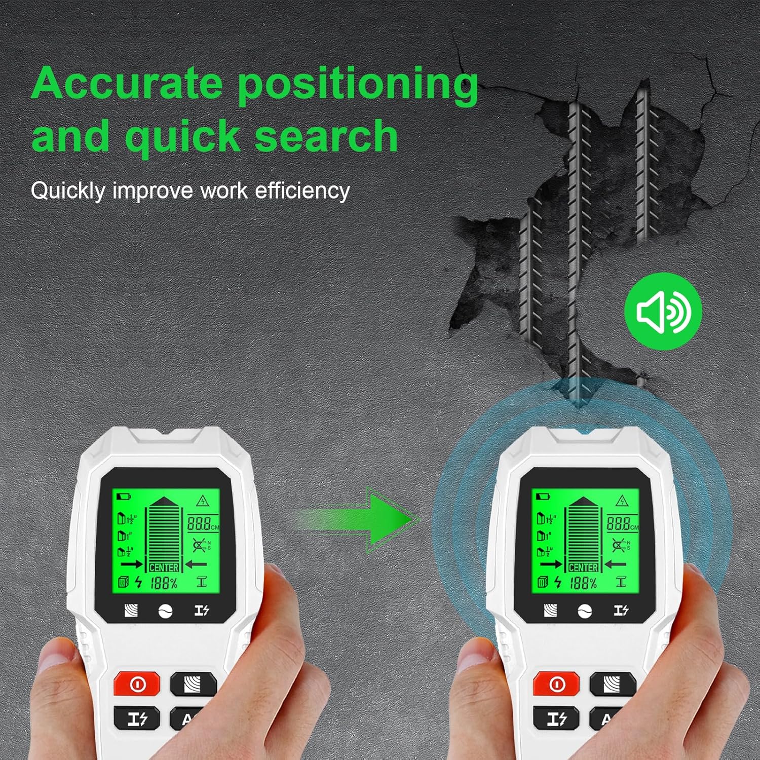 Accurate positioning and quick search with stud finder